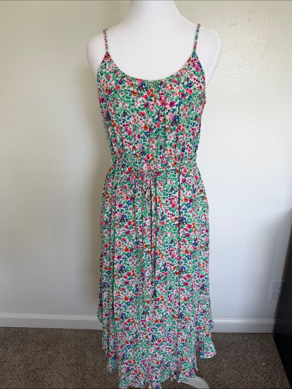J. Crew Floral Spaghetti-Strap Maxi Dress in Green Multi